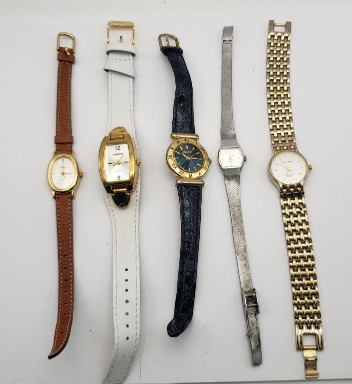5- LADIES WRIST WATCHES-DICKIES-GITANO-TIMEX-ARMIT: ALL CONSIDERED NON WORKING UNLESS MENTIONED- CHECK OUT OUR WEEKLY AUCTIONS TODAY!