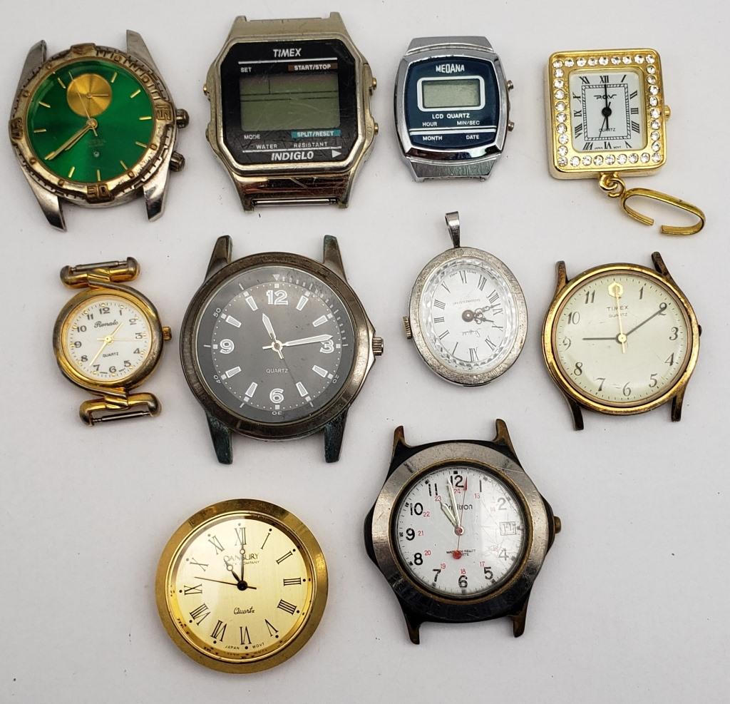 10- MIXED WRIST WATCHES-FOR PARTS-TIMEX-P.O.V.-MED: ALL CONSIDERED NON WORKING UNLESS MENTIONED- CHECK OUT OUR WEEKLY AUCTIONS TODAY!
