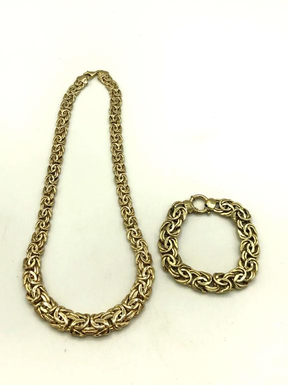 .925 MATCHING GOLD TONE NECKLACE + BRACELET (1 of 2)
