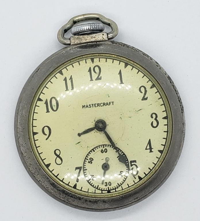 Vintage Mastercraft Pocket Watch: Runs fine. Numbers and Hands glow!