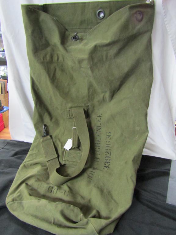 WWII Duffle Bag - Named: Named to John B Greenlee. Has a few very small holes.