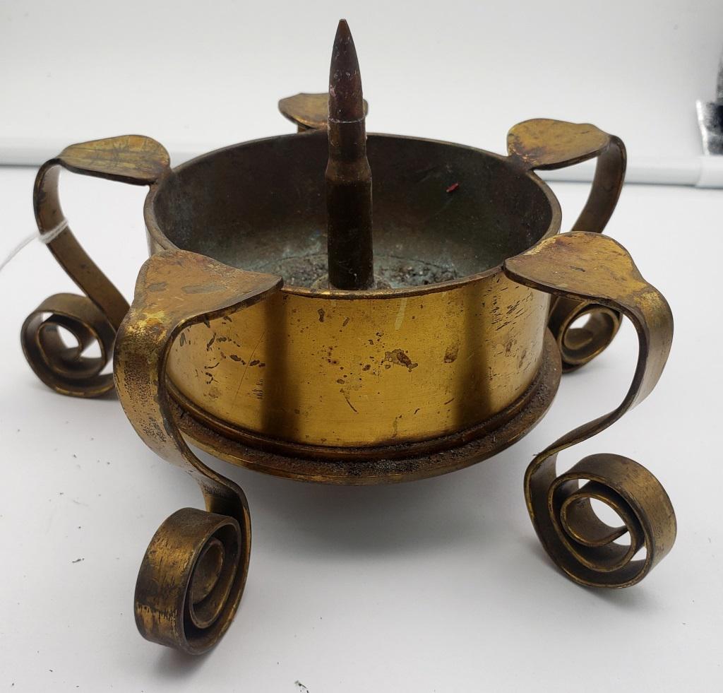 WWII US Trench Art Ashtray - Brass Casing - USMC 1 (1 of 6)