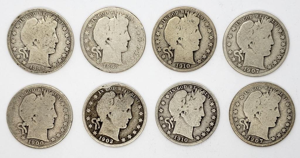 8-BARBER HALF DOLLARS (1 of 2)