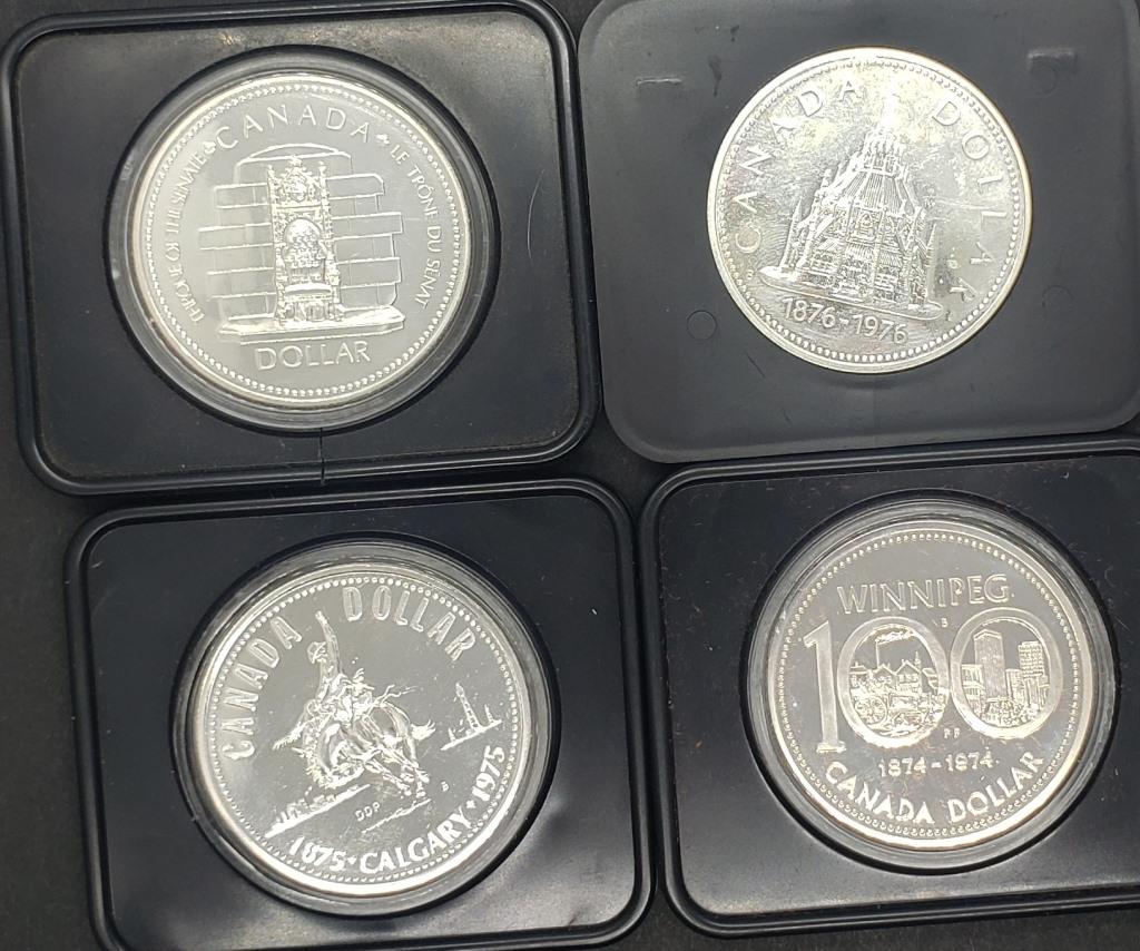 1974, 1975, 1976, 1977 CANADA SILVER DOLLARS (1 of 3)