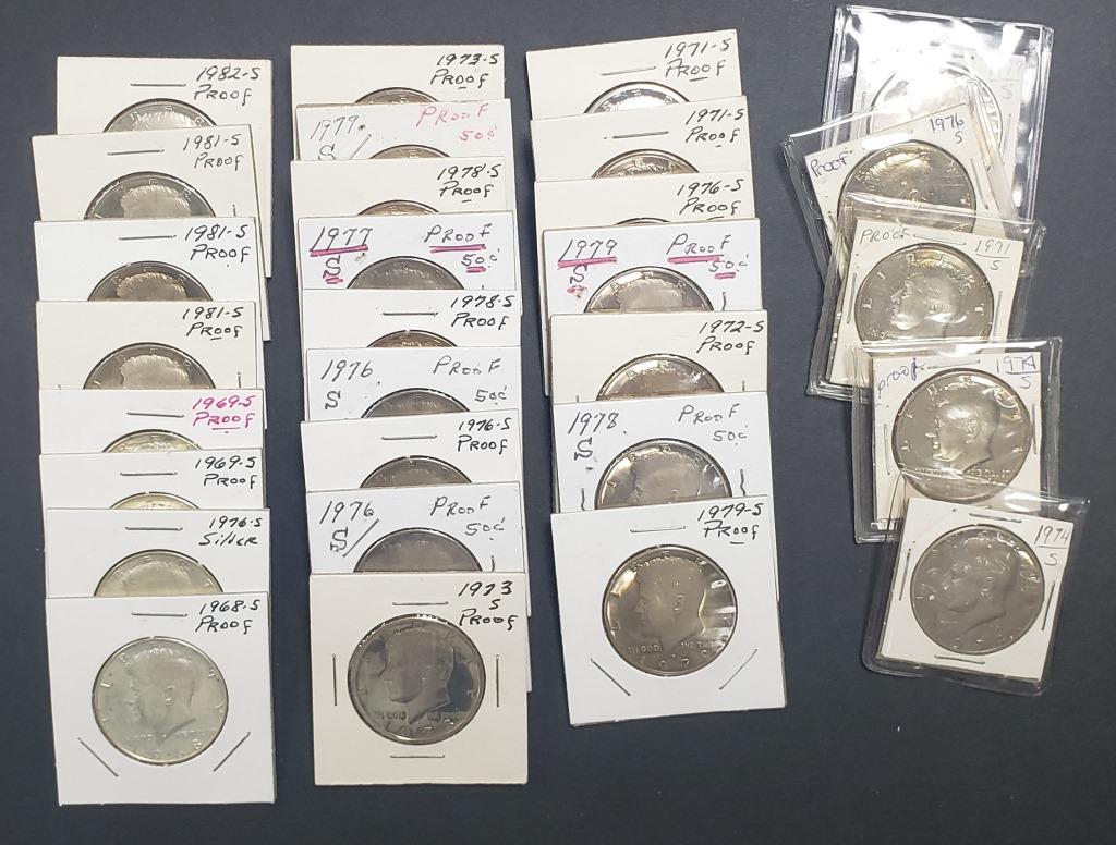 (28) PROOF KENNEDY HALF 68 & 69, 70s, 80s (1 of 1)