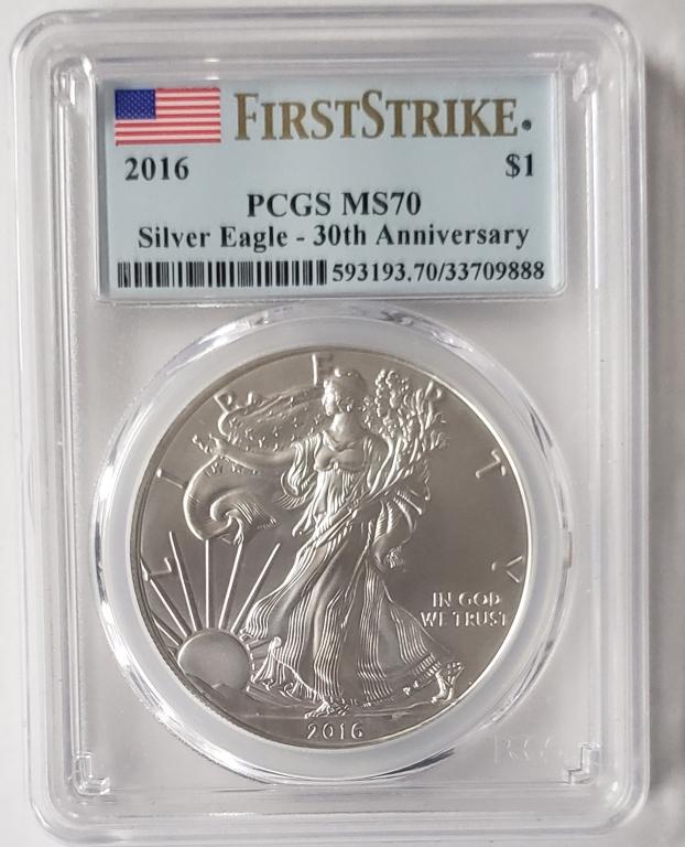 2016 AMERICAN SILVER EAGLE PCGS MS70 (1 of 4)