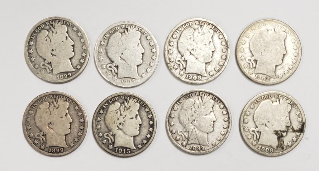 8-BARBER HALF DOLLARS (1 of 2)