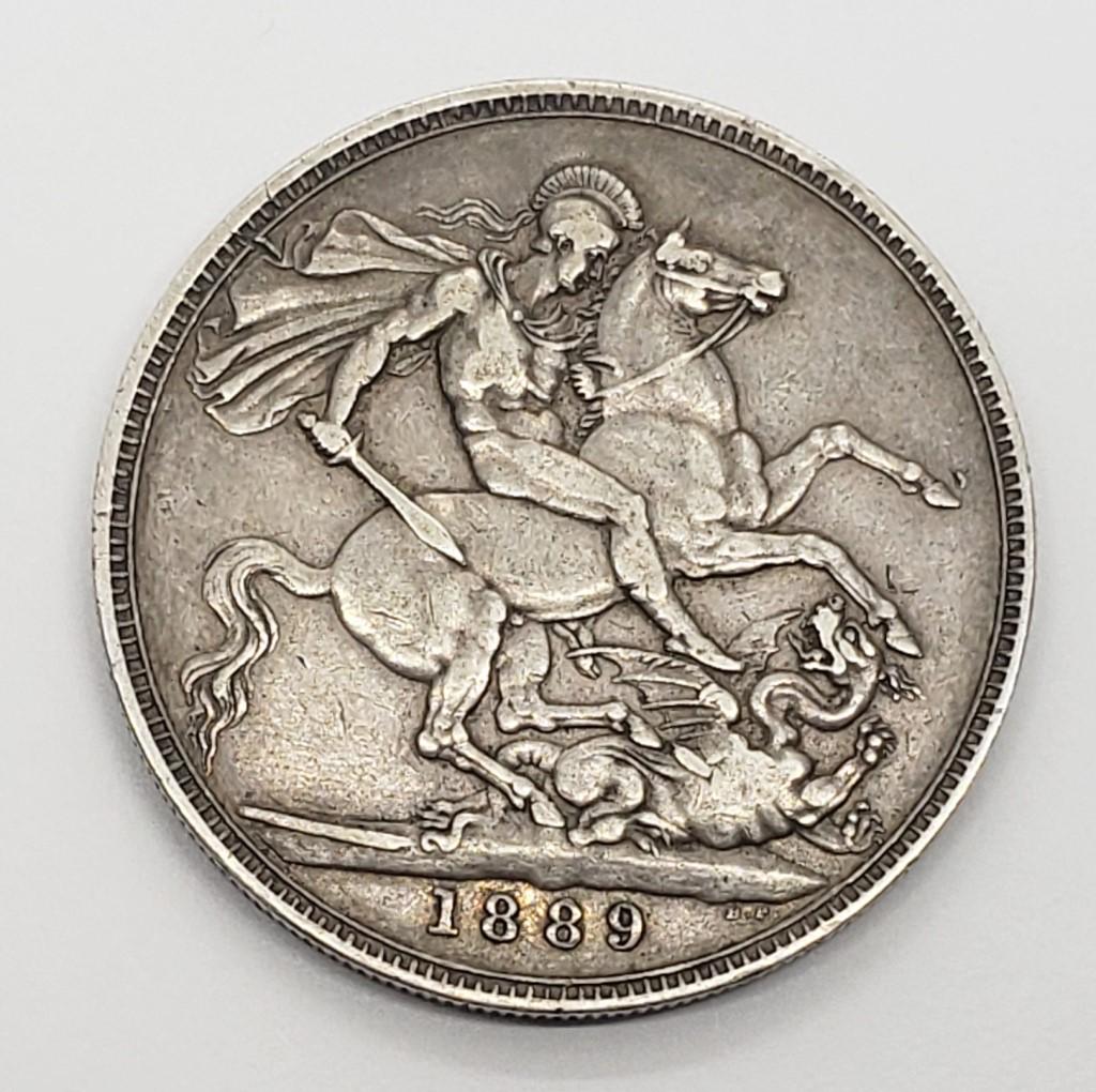 1889 UK GREAT BRITAIN SILVER CROWN (1 of 2)