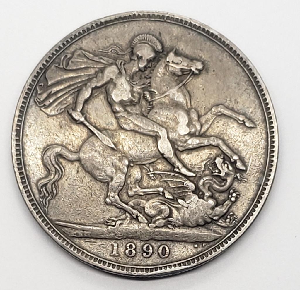 1890 UK GREAT BRITAIN SILVER CROWN (1 of 2)