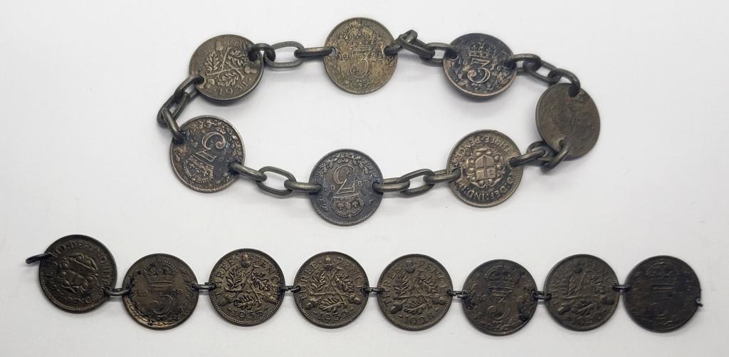2-FOREIGN SILVER COIN BRACELETS (1 of 2)