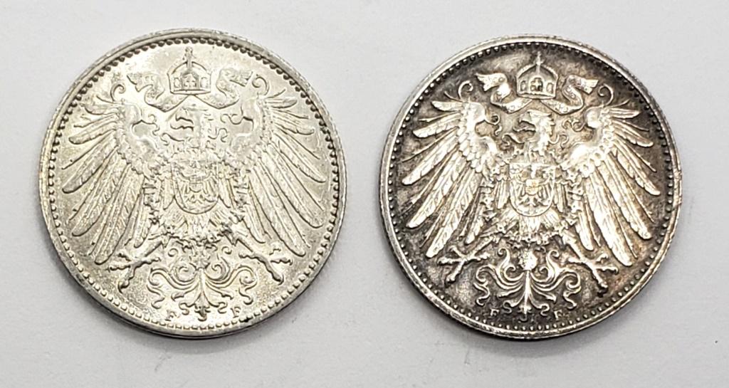 2-High Grade 1915 A 1 Mark Silver Coin (1 of 2)