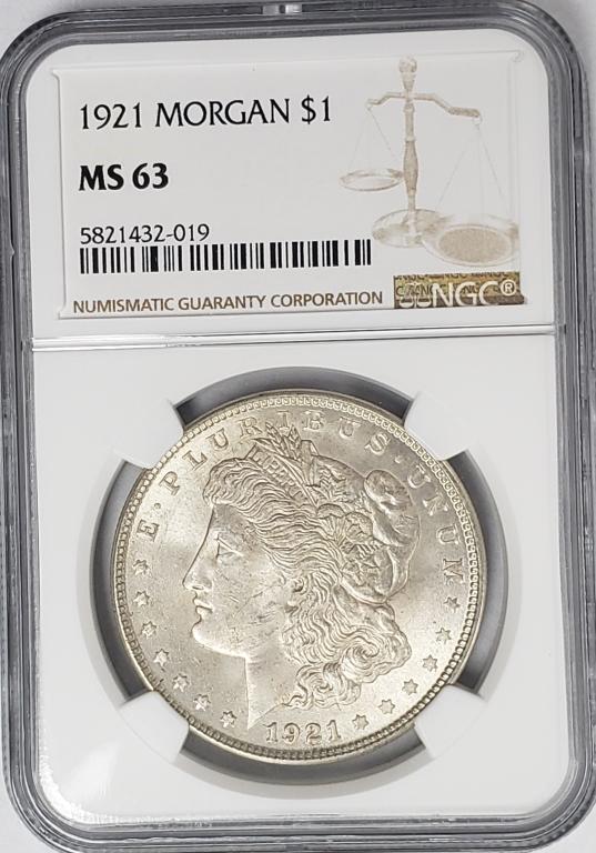 1921 Morgan Silver Dollar $1 NGC MS63 (1 of 4)