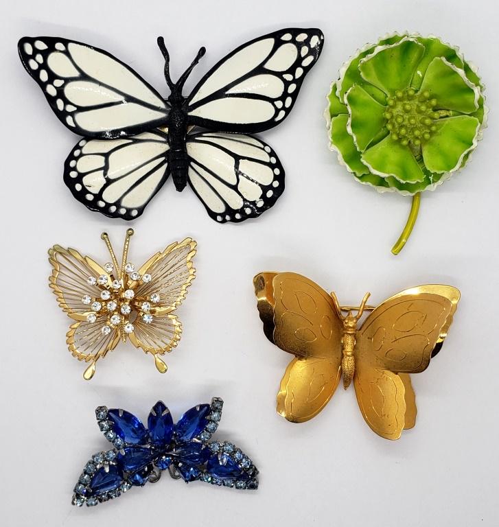 VINTAGE BUTTERFLY BROOCH LOT: (4)BUTTERFLIES (1 of 3)