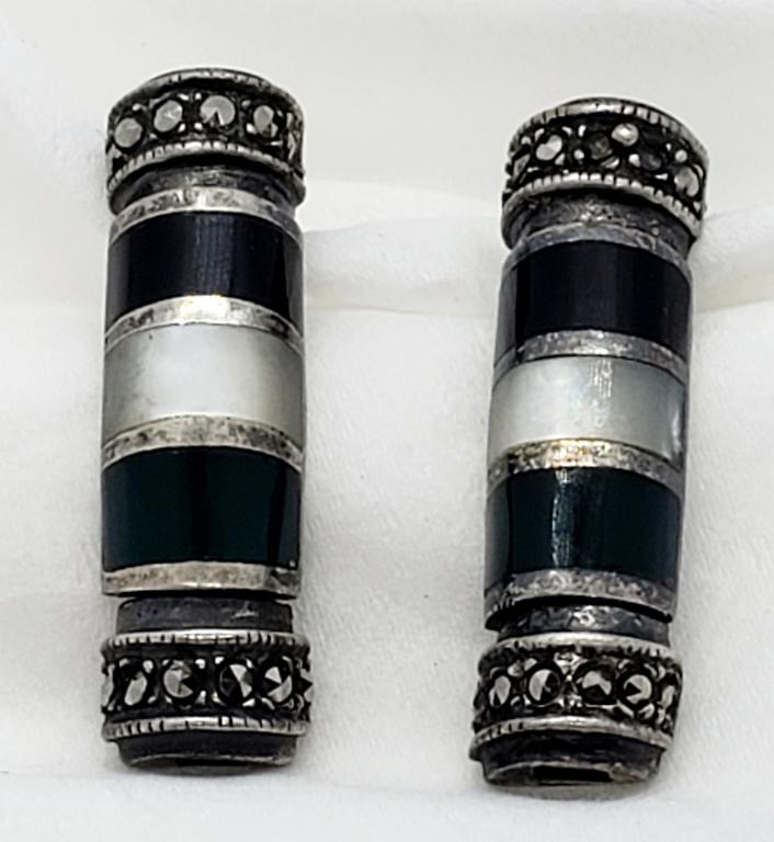 MARCASITE PIERCED EARRINGS STERLING: 5.0 dwt