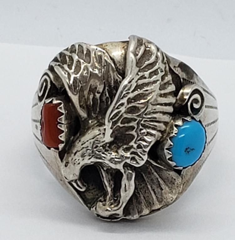 .925 NAVAJO MENS RING EAGLE DESIGN (1 of 5)