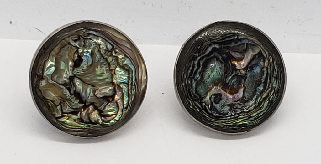VTG TAXCO 925 ABALONE EARRINGS (1 of 3)