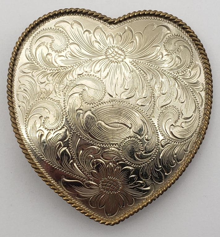 SILVERSMITHS GERMAN SILVER LARGE HEART BELT (1 of 4)
