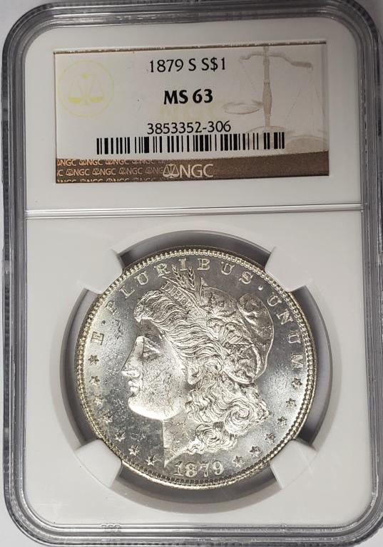 1879-S Morgan Silver Dollar $1 NGC MS63 (1 of 4)