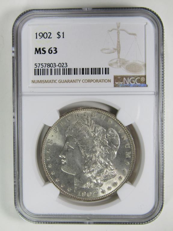 1902 MORGAN SILVER DOLLAR NGC MS63 (1 of 2)