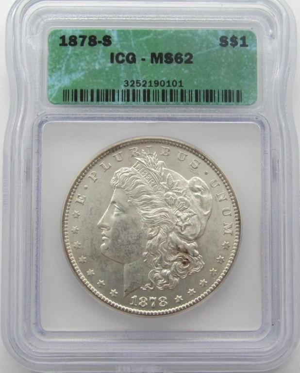 1878-S Morgan Silver Dollar ICG MS 62 (1 of 4)