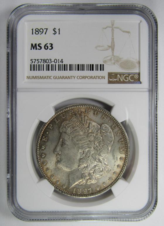 1897 MORGAN SILVER DOLLAR NGC MS63 (1 of 2)