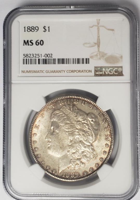 1889 Morgan Silver Dollar $1 NGC MS60 (1 of 4)