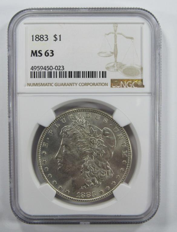 1883-P Morgan Silver Dollar $ NGC MS 63 (1 of 4)