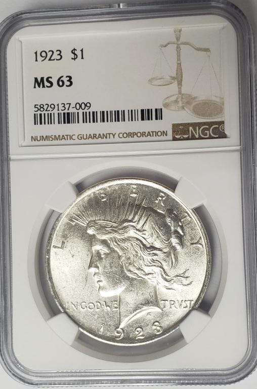 1923-P $1 Peace Silver Dollar NGC MS63 (1 of 4)