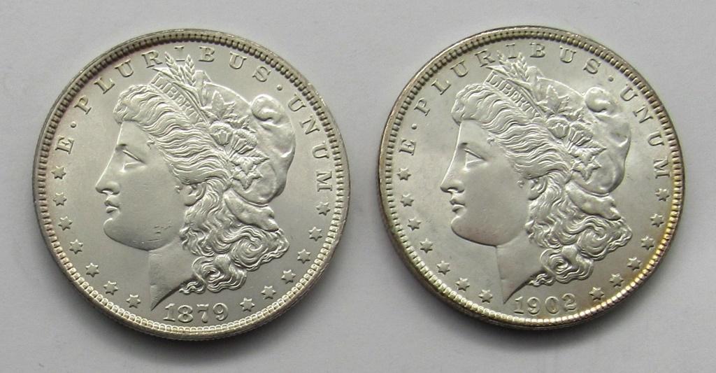 1879 & 1902-O MORGAN DOLLARS BU (1 of 2)