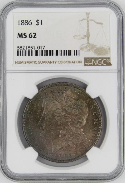 1886 NGC MS62 MORGAN SILVER DOLLAR (1 of 4)