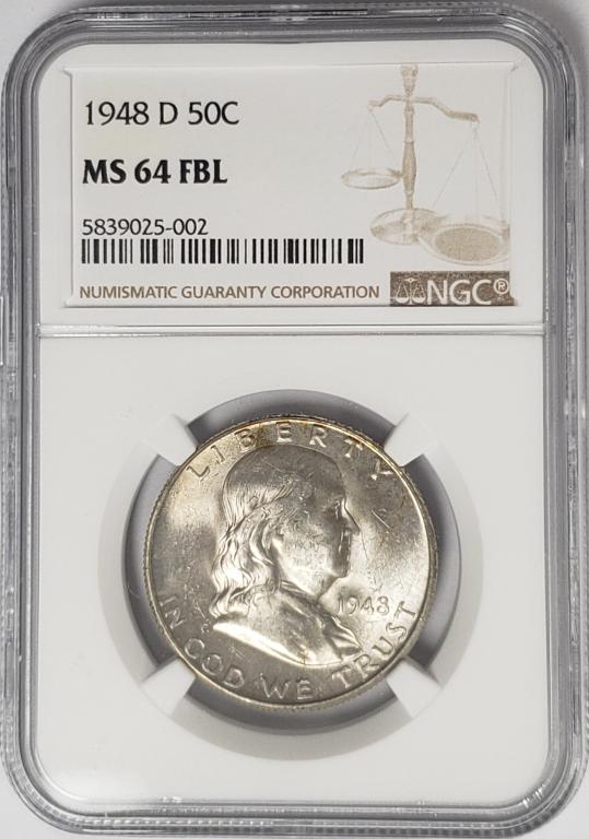 1948-D Franklin Half Dollar 50C NGC MS64 FBL (1 of 4)
