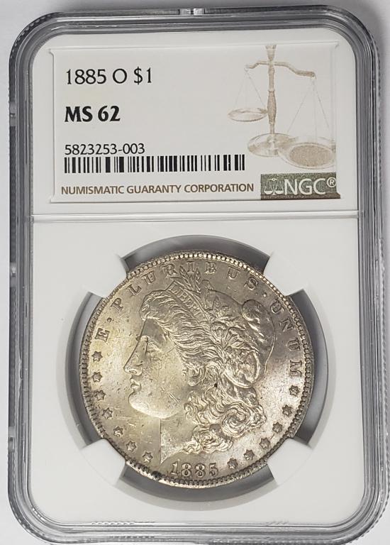 1885-O Morgan Silver Dollar $1 NGC MS62 (1 of 4)