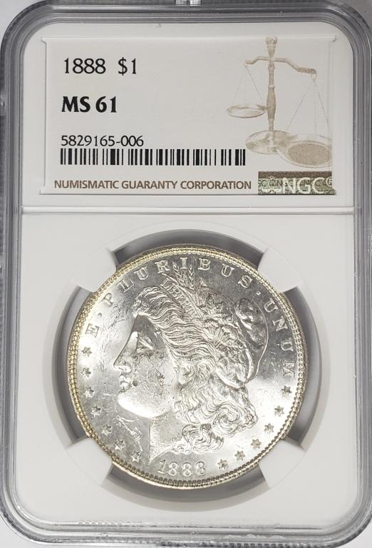 1888-P Morgan Silver Dollar $1 NGC MS61 (1 of 4)