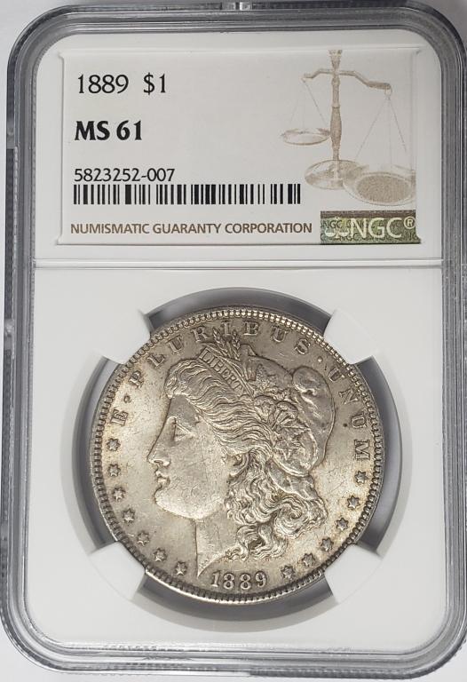 1889-P Morgan Silver Dollar $1 NGC MS61 (1 of 4)