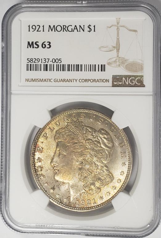 1921-P Morgan Silver Dollar $1 NGC MS63 (1 of 4)