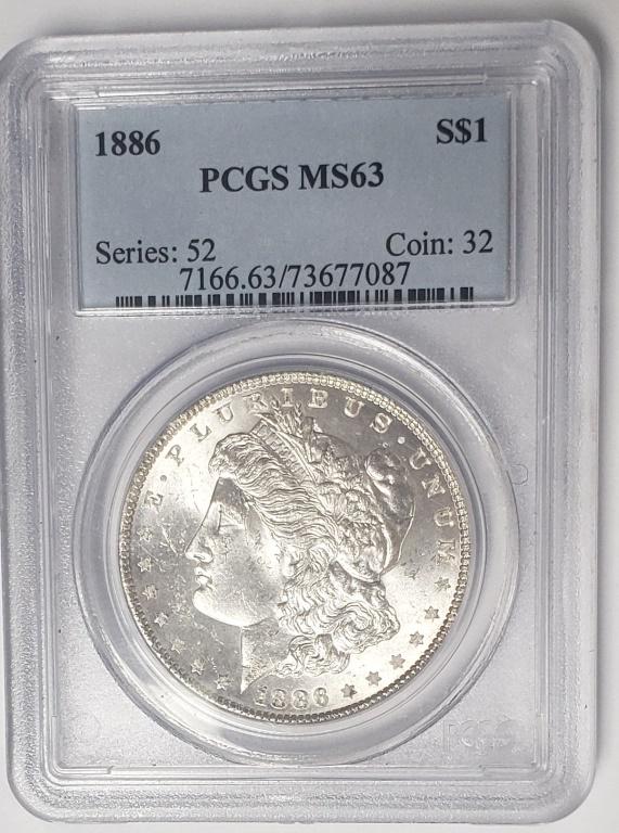 1886 MORGAN SILVER DOLLAR PCGS MS63 (1 of 8)