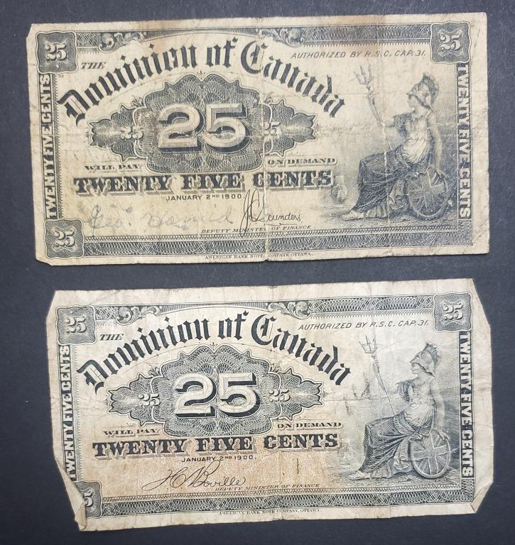 2 1900 DOMINION OF CANADA 25 CENTS NOTE: CIRC