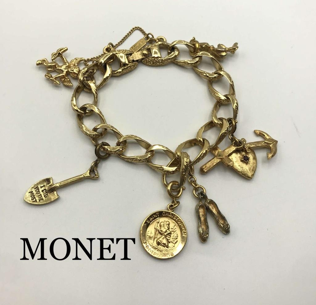 MONET CHARM BRACELET GOLD TONE (1 of 3)