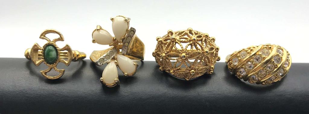 4-VINTAGE GOLD TONED RINGS: (3)AVON (1)CCI (1 of 3)