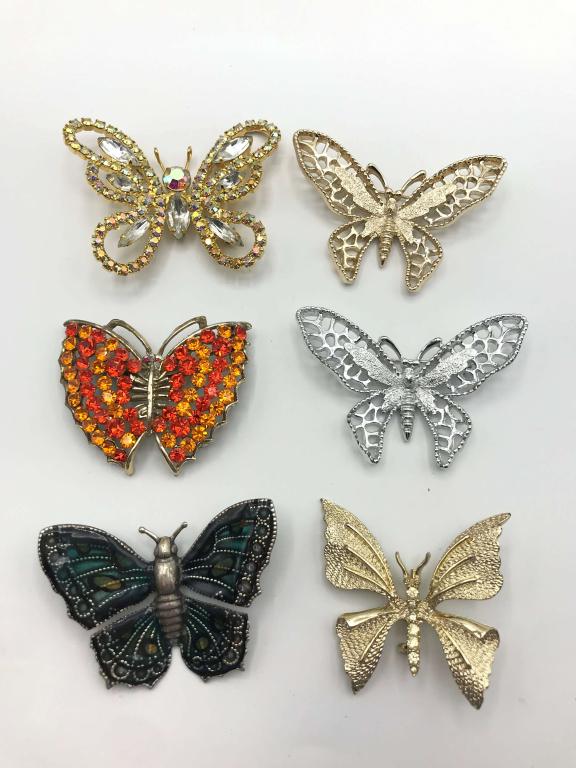 6-VINTAGE BUTTERFLY BROOCHES-RHINESTONES (1 of 7)