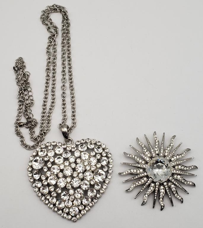 VINTAGE SILVER TONED RHINESTONE LOT: (1 of 5)