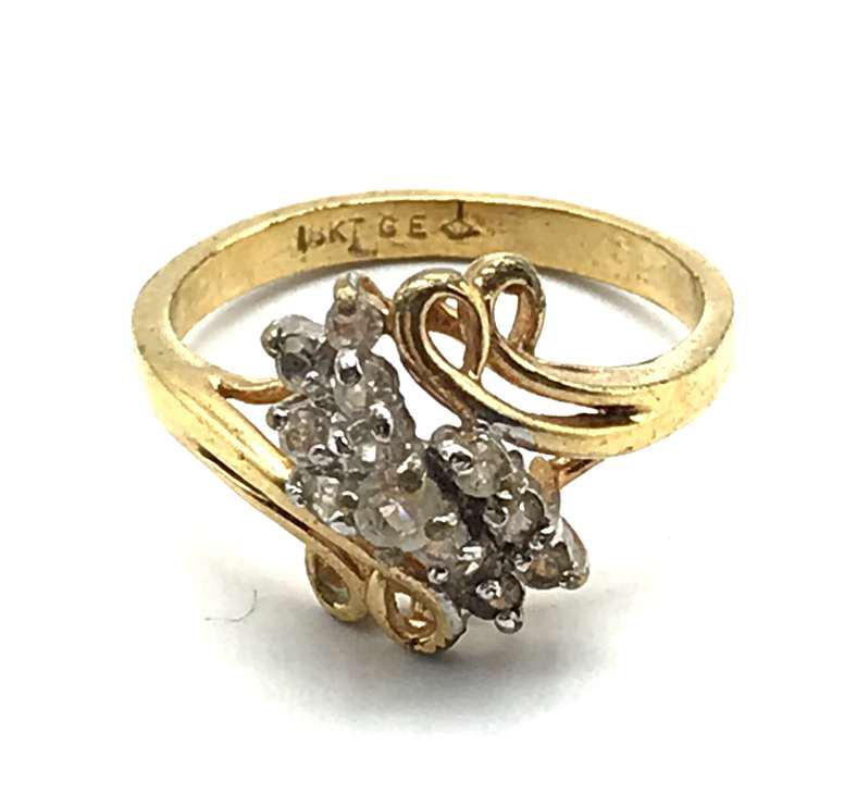 SIZE 10 18K GE GOLD TONED RING WITH CLEAR (1 of 2)