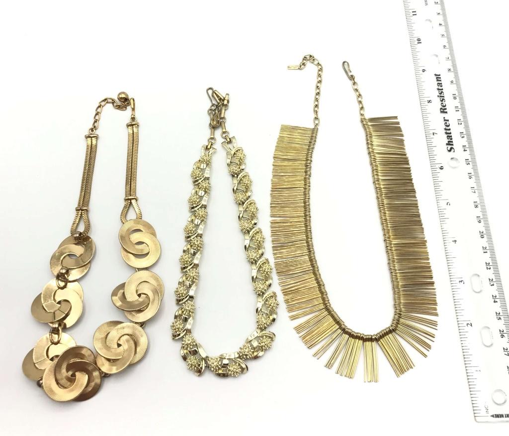 3-VITNAGE GOLD TONED NECKLACE DIFF STYLES:: (1)NAPIER (1)CORO