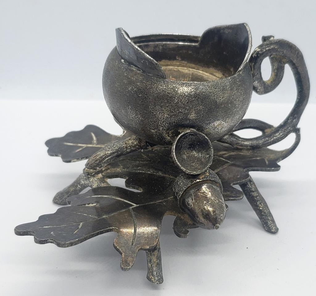 Antique Rogers Smith & Co. New Haven, Ct.: Silverplate #158 ACORN DESIGN TEA LIGHT CANDLE HOLDER - UNIQUE