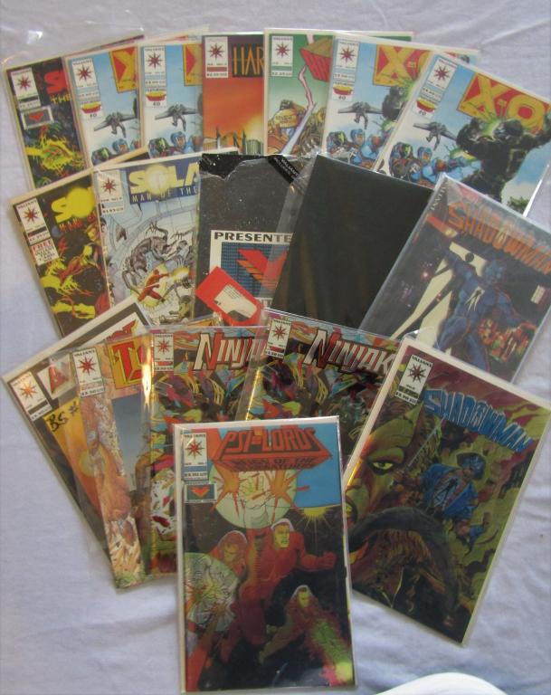 18-VALIANT COMIC LOT (6 FOIL COVERS): COMES WITH VALIANT VISION STARTER KIT/POSTER, SOLAR MAN OF THE ATOM W/POSTER, SHADOWMAN #1 & OTHERS - SOME DUPLICATES - NM/MINT