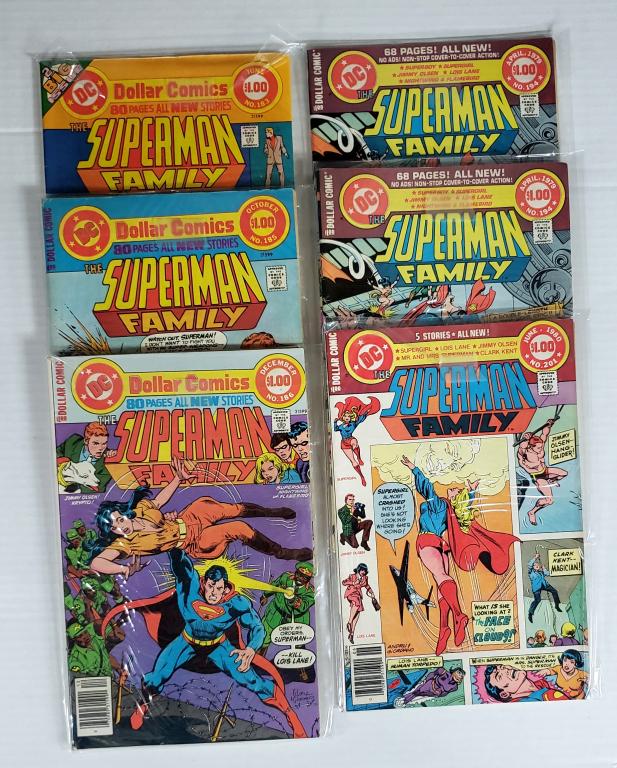 6-DC SUPERMAN FAMIL COMICS $1 ISSUES: 1977-1980 #183, 185, 186, 194, 194, 201 - ALL IN SLEEVES - NICE CONDITION