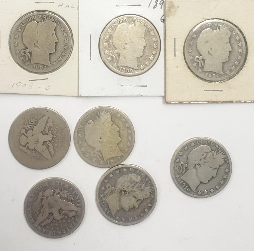 8-BARBER HALF DOLLARS (1 of 2)