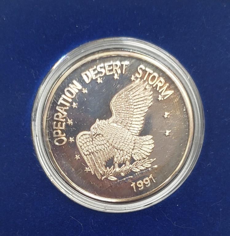 1991 Desert Storm 999 Fine Silver Coin Apr 23 19 Richard L Edwards Auctioneering In Oh