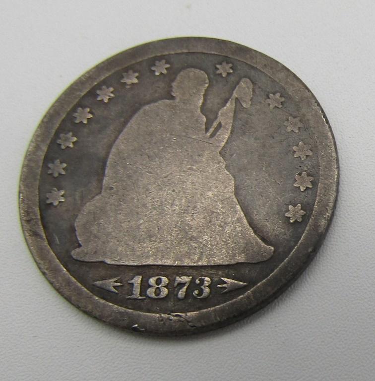 1873 ARROWS AT DATE SEATED QUARTER- AG (1 of 2)