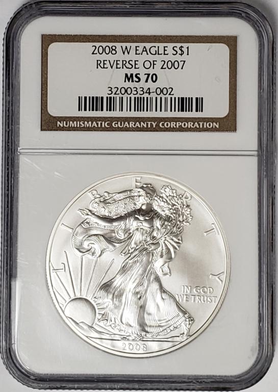 2008-W AMERICAN SILVER EAGLE REV 2007 (1 of 8)